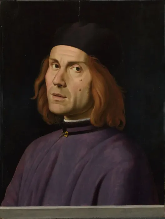 Framed Print : Portrait of Battista Fiera, c. 1508. Artist: Costa, Lorenzo (1460-1535) Framed Print : Portrait of Battista Fiera, c. 1508. Artist: Costa, Lorenzo (1460-1535)