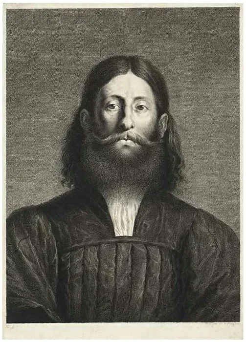 Framed Print : Portrait of a Bearded Man (so-called portrait of Giorgione), from Cabinet Reynst... 1655 / 58. Creator: Cornelis van Dalen II Framed Print : Portrait of a Bearded Man (so-called portrait of Giorgione), from Cabinet Reynst... 1655 / 58. Creator: Cornelis van Dalen II