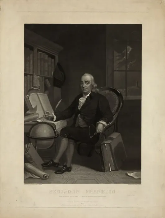 Framed Print : Portrait of Benjamin Franklin, 1847 Framed Print : Portrait of Benjamin Franklin, 1847