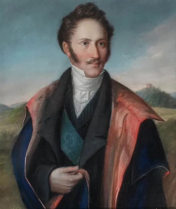 Framed Print : Portrait of Bernhard II, Duke of Saxe-Meiningen (1800-1882), c. 1840. Creator: Bach, Johann Philipp (1752-1846) Framed Print : Portrait of Bernhard II, Duke of Saxe-Meiningen (1800-1882), c. 1840. Creator: Bach, Johann Philipp (1752-1846)
