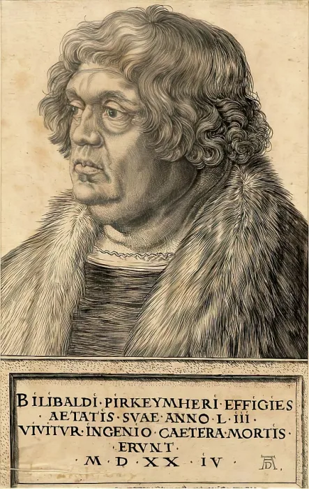 Framed Print : Portrait of Bilibald Pirkeymheir, 1524. Creator: Albrecht Durer Framed Print : Portrait of Bilibald Pirkeymheir, 1524. Creator: Albrecht Durer