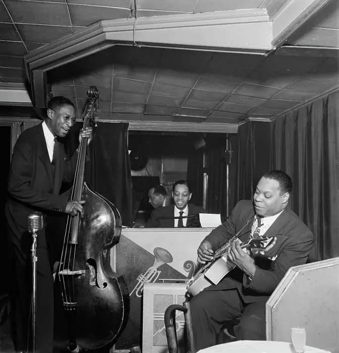 Framed Print : Portrait of Billy Taylor, Zutty Singleton, and Leonard Ware, New York, N.Y.(?), 1938. Creator: William Paul Gottlieb Framed Print : Portrait of Billy Taylor, Zutty Singleton, and Leonard Ware, New York, N.Y.(?), 1938. Creator: William Paul Gottlieb