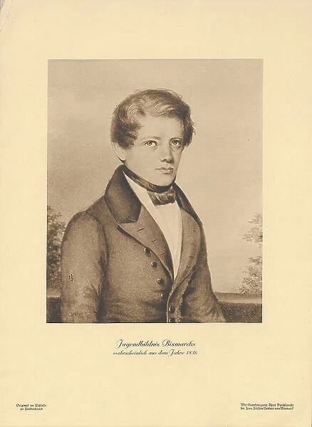 Portrait of Bismarck as a youth, probably from 1836, 1890. Creator: Anonymous