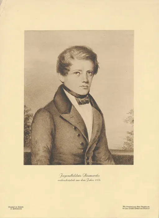 Framed Print : Portrait of Bismarck as a youth, probably from 1836, 1890. Creator: Anonymous Framed Print : Portrait of Bismarck as a youth, probably from 1836, 1890. Creator: Anonymous