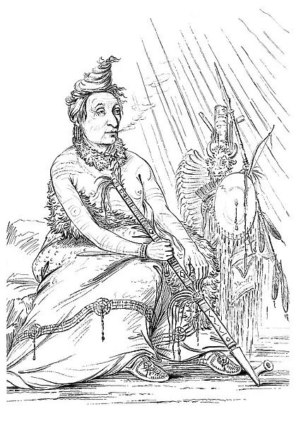 Portrait of Black Moccasin, Chief of the Minnetarees, 1841. Artist: Myers and Co