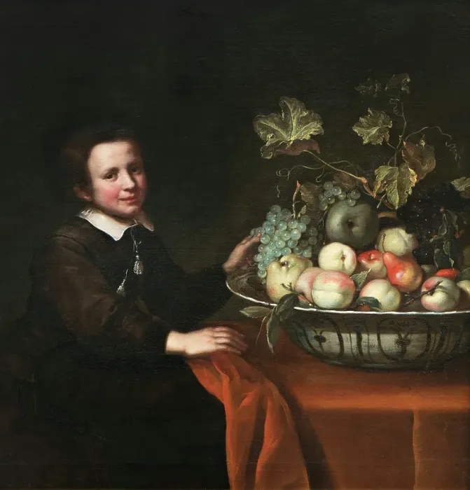 Framed Print : Portrait of a Boy with a Bowl of Fruit, c1640-1670. Creator: Abraham Pietersz van Kalraet Framed Print : Portrait of a Boy with a Bowl of Fruit, c1640-1670. Creator: Abraham Pietersz van Kalraet