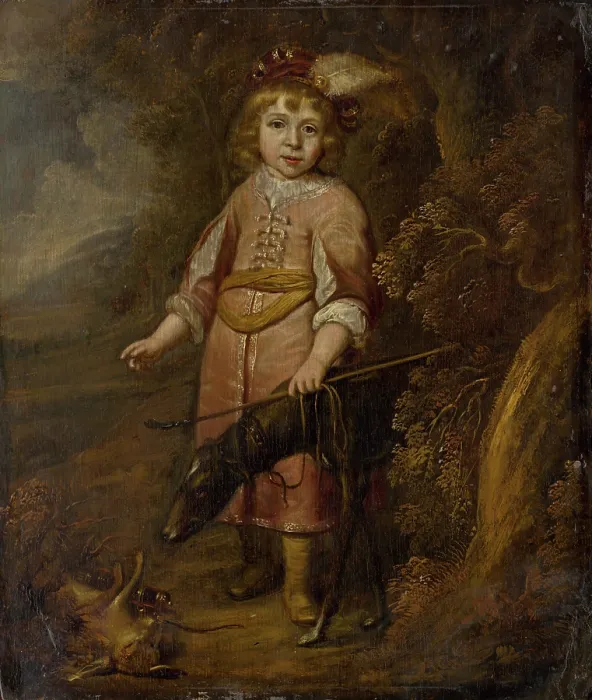 Framed Print : Portrait of a boy as a hunter, c1640. Creator: Circle of Matthys van den Bergh Framed Print : Portrait of a boy as a hunter, c1640. Creator: Circle of Matthys van den Bergh