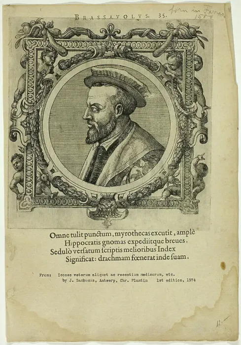 Framed Print : Portrait of Brassauolus, published 1574. Creators: Unknown, Johannes Sambucus Framed Print : Portrait of Brassauolus, published 1574. Creators: Unknown, Johannes Sambucus