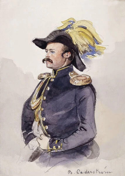 Portrait of Bror Cederström in uniform. (c1850s). Creator: Fritz von Dardel