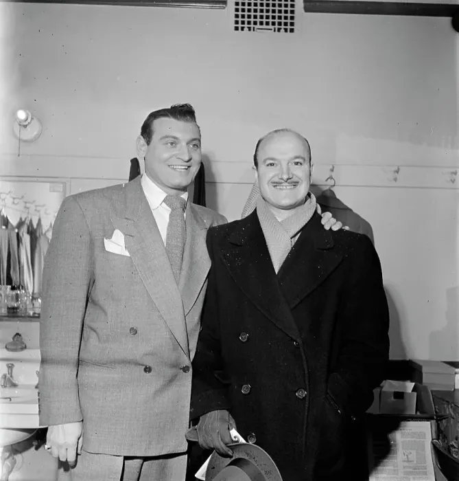 Framed Print : Portrait of Bud Freeman and Frankie Laine, New York, N.Y.(?), 1938. Creator: William Paul Gottlieb Framed Print : Portrait of Bud Freeman and Frankie Laine, New York, N.Y.(?), 1938. Creator: William Paul Gottlieb