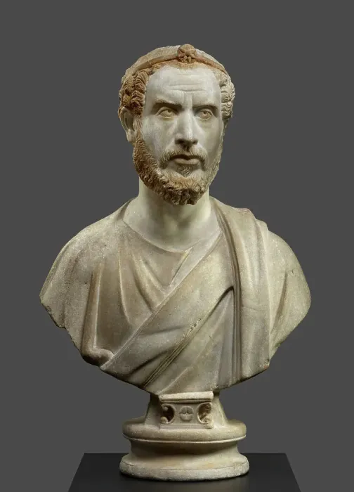 Framed Print : Portrait Bust of Man, Perhaps a Priest of Serapis, A.D. 180-220. Creator: Unknown Framed Print : Portrait Bust of Man, Perhaps a Priest of Serapis, A.D. 180-220. Creator: Unknown