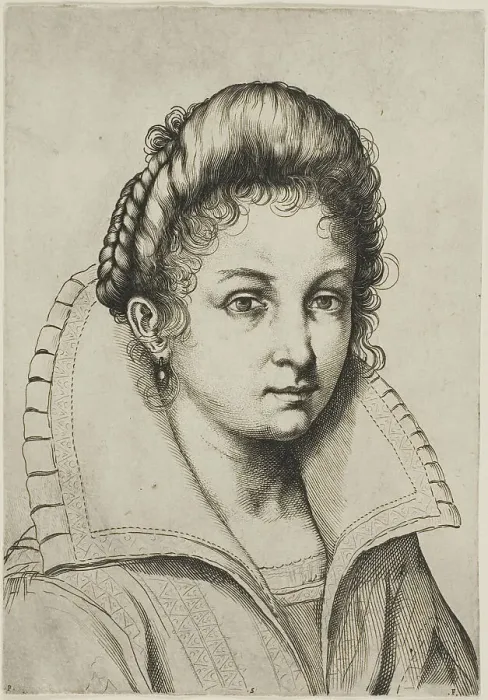 Framed Print : Portrait Bust of a Woman with a Large Collar, from Perfect School to Learn How... n.d. Creator: Luca Ciamberlano Framed Print : Portrait Bust of a Woman with a Large Collar, from Perfect School to Learn How... n.d. Creator: Luca Ciamberlano