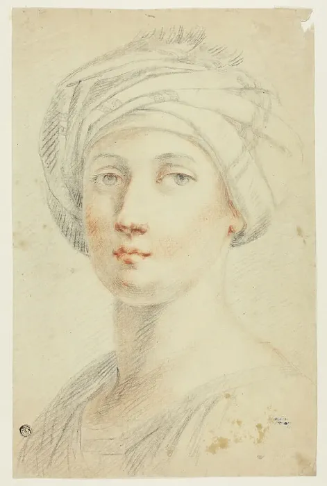 Framed Print : Portrait Bust of Young Woman in Turban, n.d. Creator: David Allan Framed Print : Portrait Bust of Young Woman in Turban, n.d. Creator: David Allan