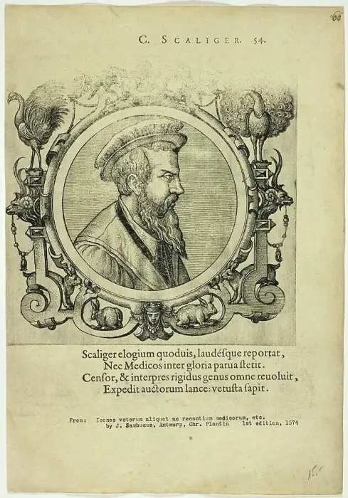 Framed Print : Portrait of C. Scaliger, published 1574. Creators: Unknown, Johannes Sambucus Framed Print : Portrait of C. Scaliger, published 1574. Creators: Unknown, Johannes Sambucus