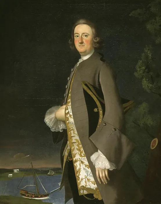 Framed Print : Portrait of Captain John Pigott, between c1700 and c1763. Creator: Joseph Blackburn Framed Print : Portrait of Captain John Pigott, between c1700 and c1763. Creator: Joseph Blackburn