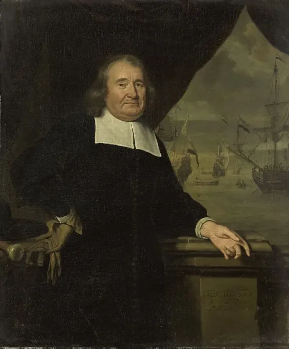 Framed Print : Portrait of a captain or ship-owner, 1678. Creator: Michiel van Musscher Framed Print : Portrait of a captain or ship-owner, 1678. Creator: Michiel van Musscher