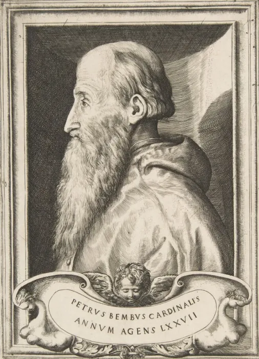 Framed Print : Portrait of Cardinal Pietro Bembo facing left, 1572. Creator: Giulio Bonasone Framed Print : Portrait of Cardinal Pietro Bembo facing left, 1572. Creator: Giulio Bonasone