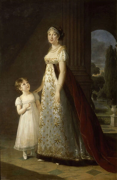 Portrait of Caroline Bonaparte (1782-1839), Queen of Naples and Sicily, with her daughter, Letizia, 1807. Artist: Vigee-Lebrun, Marie Louise Elisabeth (1755-1842)
