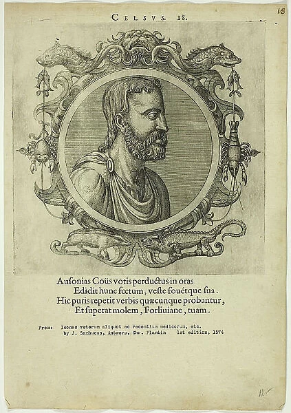 Portrait of Celsus, published 1574. Creators: Unknown, Johannes Sambucus