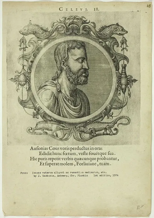 Framed Print : Portrait of Celsus, published 1574. Creators: Unknown, Johannes Sambucus Framed Print : Portrait of Celsus, published 1574. Creators: Unknown, Johannes Sambucus