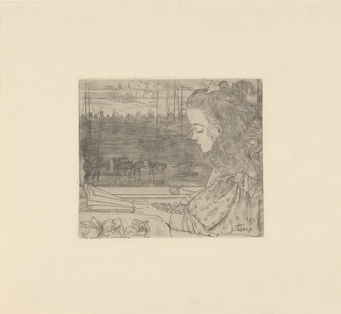 Framed Print : Portrait of Charley Toorop, reading by the window, c1900. Creator: Toorop, Jan (1858-1928) Framed Print : Portrait of Charley Toorop, reading by the window, c1900. Creator: Toorop, Jan (1858-1928)