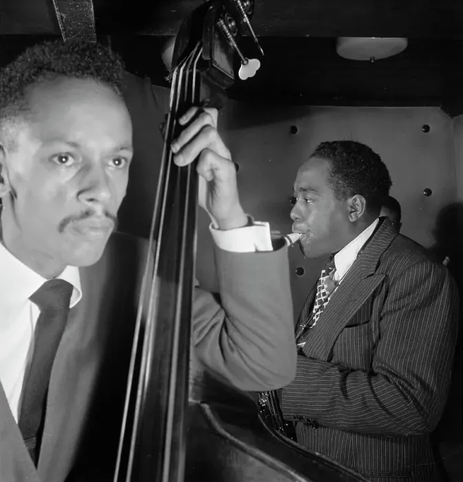 Framed Print : Portrait of Charlie Parker, Tommy Potter, and Max Roach, Three Deuces, New York, N.Y. ca. Aug. 1947 Creator: William Paul Gottlieb Framed Print : Portrait of Charlie Parker, Tommy Potter, and Max Roach, Three Deuces, New York, N.Y. ca. Aug. 1947 Creator: William Paul Gottlieb