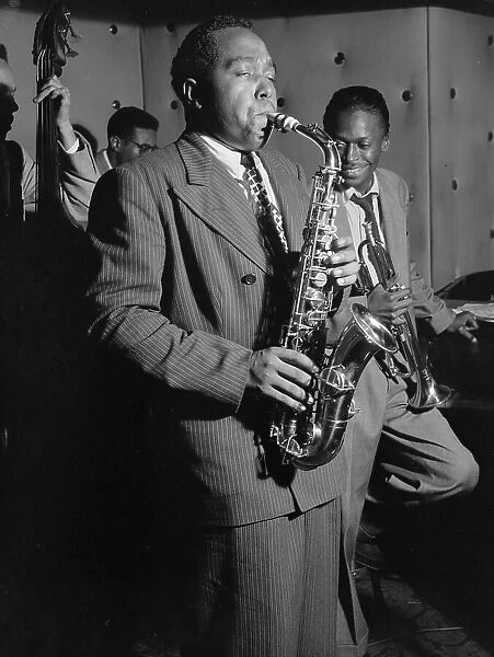 Portrait of Charlie Parker, Tommy Potter, Miles Davis, and Max Roach, Three Deuces, N.Y. 1947. Creator: William Paul Gottlieb
