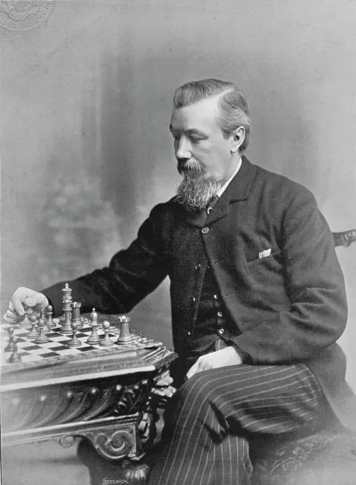 Framed Print : Portrait of the chess player Joseph Henry Blackburne, 1896. Creator: George Bradshaw Framed Print : Portrait of the chess player Joseph Henry Blackburne, 1896. Creator: George Bradshaw