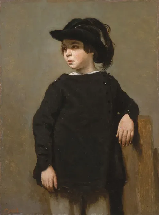 Framed Print : Portrait of a Child, ca. 1835. Creator: Jean-Baptiste-Camille Corot Framed Print : Portrait of a Child, ca. 1835. Creator: Jean-Baptiste-Camille Corot