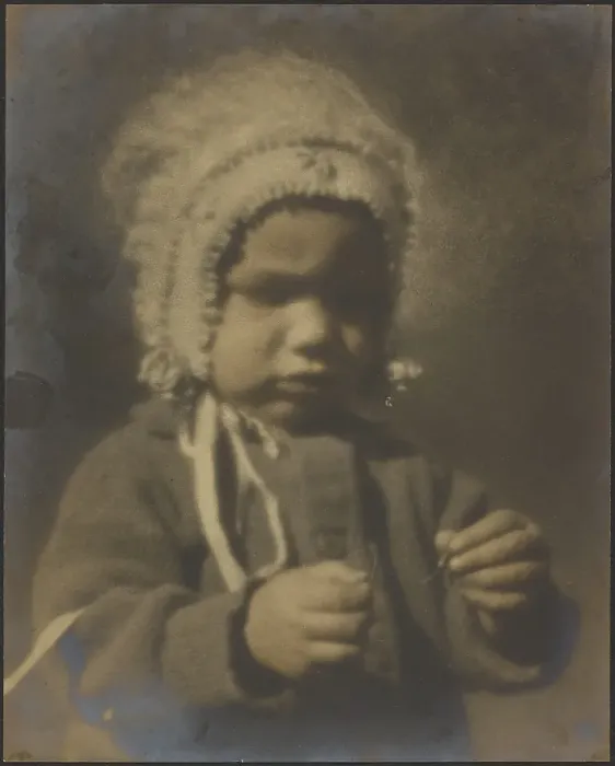 Framed Print : Portrait of a Child Wearing a Bonnet, 1907-1943. Creator: Louis Fleckenstein Framed Print : Portrait of a Child Wearing a Bonnet, 1907-1943. Creator: Louis Fleckenstein