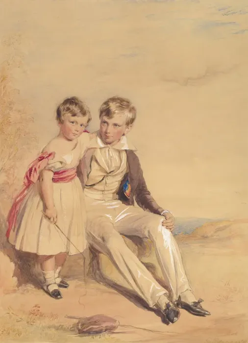 Framed Print : Portrait of Two Children, 1837. Creator: George Richmond Framed Print : Portrait of Two Children, 1837. Creator: George Richmond