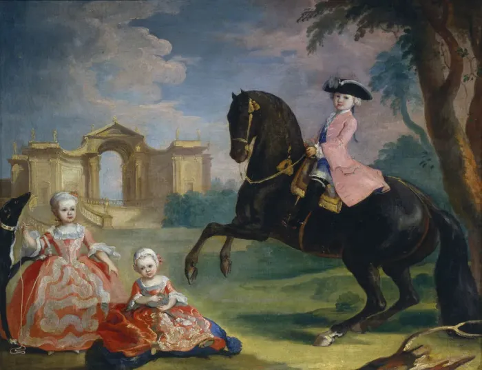 Framed Print : Portrait of the Children of Count Ivan Illarionovich Vorontsov: Artemi, Anna and Eudokia (Avdotya), 1754. Artist: Prenner, Georg Kaspar, von (1720-1766) Framed Print : Portrait of the Children of Count Ivan Illarionovich Vorontsov: Artemi, Anna and Eudokia (Avdotya), 1754. Artist: Prenner, Georg Kaspar, von (1720-1766)