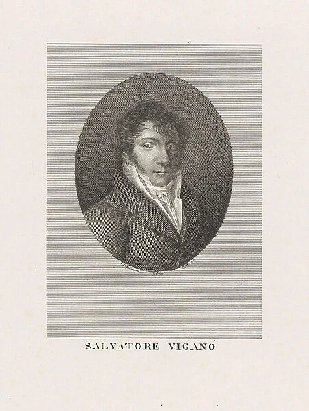 Portrait of the choreographer, composer and dancer Salvatore Viganò (1769-1821), after 1789. Creator: Caporali, Filippo (1794-1848)