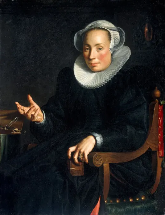Framed Print : Portrait of Christina Wtewael van Halen (1568-1629), 1601. Artist: Wtewael, Joachim (1566-1638) Framed Print : Portrait of Christina Wtewael van Halen (1568-1629), 1601. Artist: Wtewael, Joachim (1566-1638)