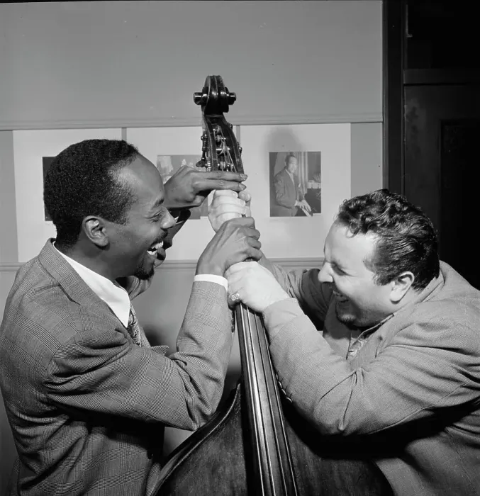 Framed Print : Portrait of Chubby Jackson and John Simmons, William P. Gottlieb's office, N.Y. ca. July 1947. Creator: William Paul Gottlieb Framed Print : Portrait of Chubby Jackson and John Simmons, William P. Gottlieb's office, N.Y. ca. July 1947. Creator: William Paul Gottlieb