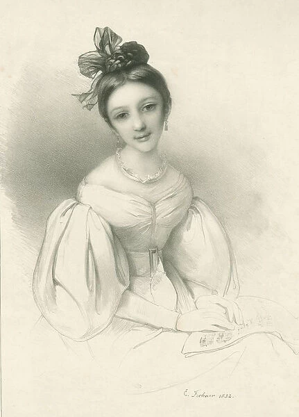 Portrait of Clara Wieck-Schumann (1819-1896), 1832. Creator: Fechner, Eduard Clemens (1799-1861)