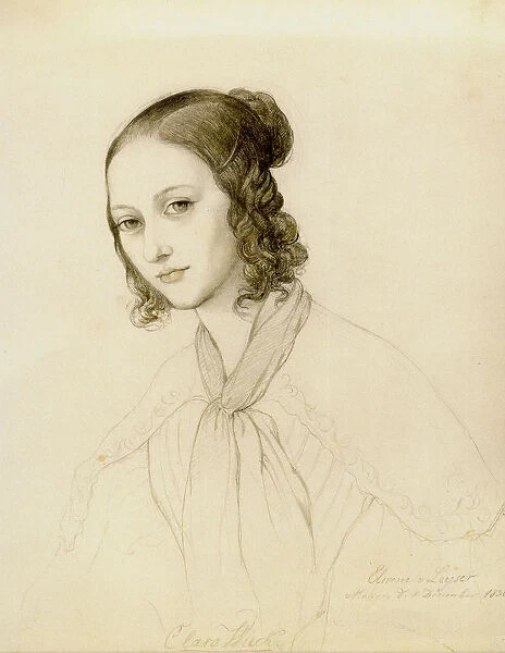 Portrait of Clara Wieck-Schumann (1819-1896), 1836. Creator: Leyser, Elwine von (1805-1885)