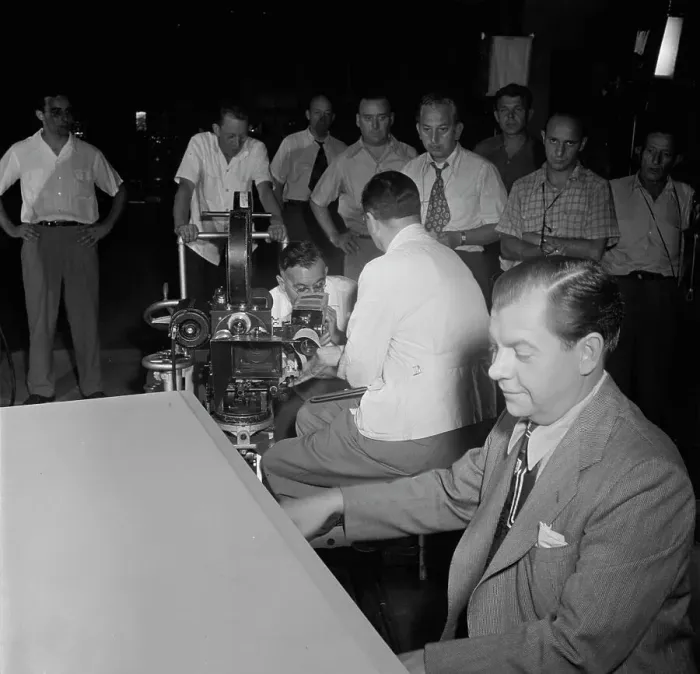 Framed Print : Portrait of Claude Thornhill, Columbia Pictures studio, the making of Beautiful Doll, N.Y. 1947. Creator: William Paul Gottlieb Framed Print : Portrait of Claude Thornhill, Columbia Pictures studio, the making of Beautiful Doll, N.Y. 1947. Creator: William Paul Gottlieb