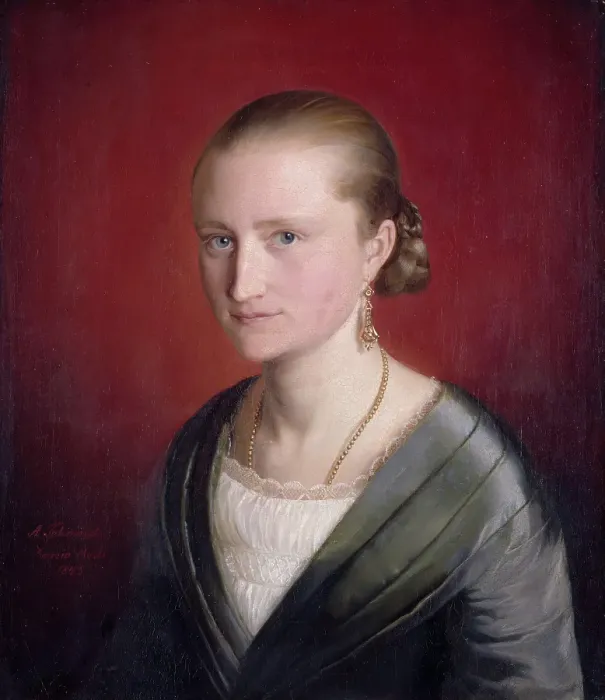 Framed Print : Portrait of Claudine Jaeger, 1843. Creator: Adolph Tidemand Framed Print : Portrait of Claudine Jaeger, 1843. Creator: Adolph Tidemand
