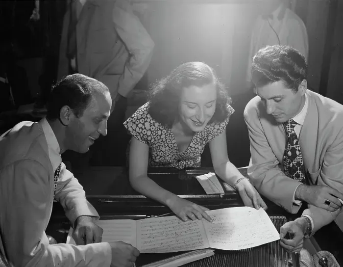 Framed Print : Portrait of Clyde Lombardi, Barbara Carroll, and Chuck Wayne, Downbeat, N.Y. ca. Sept. 1947. Creator: William Paul Gottlieb Framed Print : Portrait of Clyde Lombardi, Barbara Carroll, and Chuck Wayne, Downbeat, N.Y. ca. Sept. 1947. Creator: William Paul Gottlieb