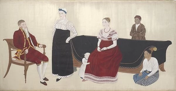 Portrait of the Cock Blomhoff Family, their Wetnurse and two Enslaved Servants, 1817. Creator: Ishizaki Yushi