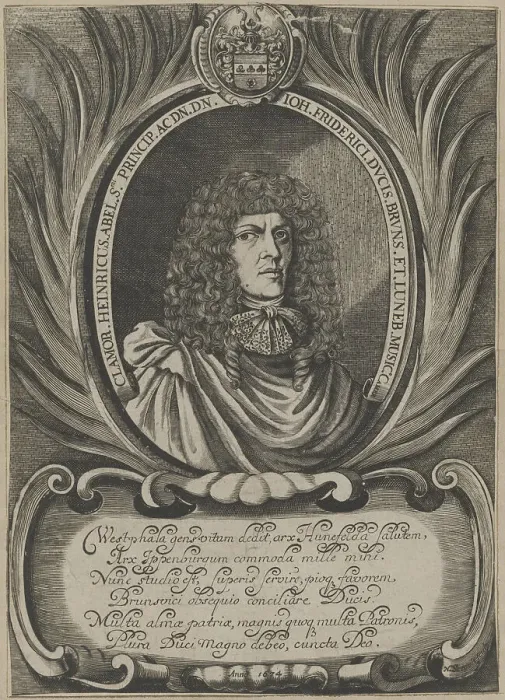 Framed Print : Portrait of the componist and musician Clamor Heinrich Abel (1634-1696), 1674. Creator: Serault, Noel (active 1670s) Framed Print : Portrait of the componist and musician Clamor Heinrich Abel (1634-1696), 1674. Creator: Serault, Noel (active 1670s)