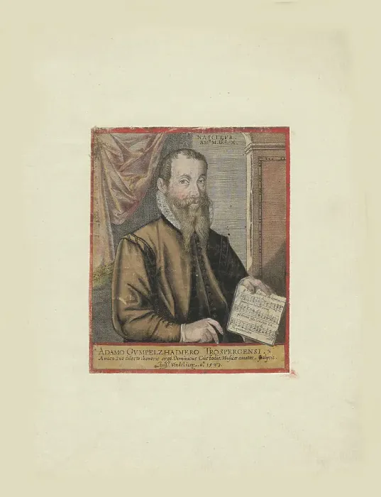 Framed Print : Portrait of the composer Adam Gumpelzhaimer (1559-1625), 1605. Creator: Custos, Dominicus (1560-1612) Framed Print : Portrait of the composer Adam Gumpelzhaimer (1559-1625), 1605. Creator: Custos, Dominicus (1560-1612)