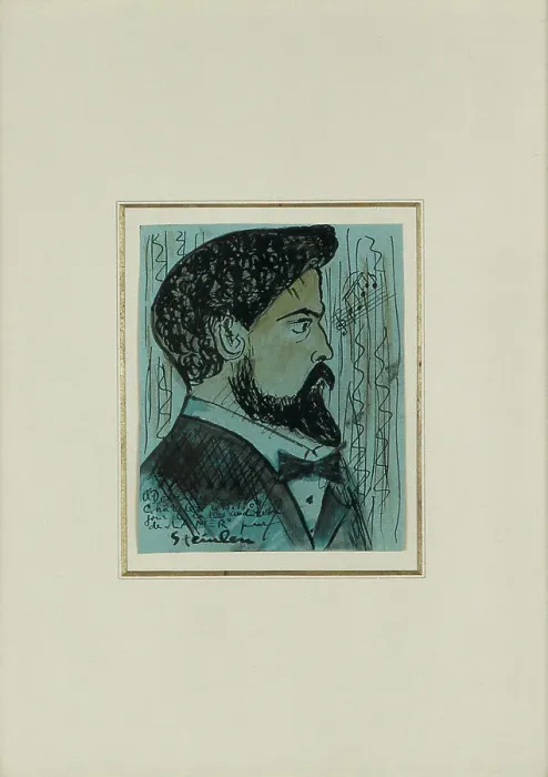Framed Print : Portrait of the composer Claude Debussy (1862-1918), 1908. Creator: Steinlen, Théophile Alexandre (1859-1923) Framed Print : Portrait of the composer Claude Debussy (1862-1918), 1908. Creator: Steinlen, Théophile Alexandre (1859-1923)