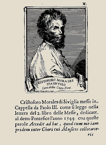 Portrait of the Composer Cristóbal de Morales. From: Osservazioni per ben regolare il coro de.. 171 Creator: Caldwall, James (1739-1819)