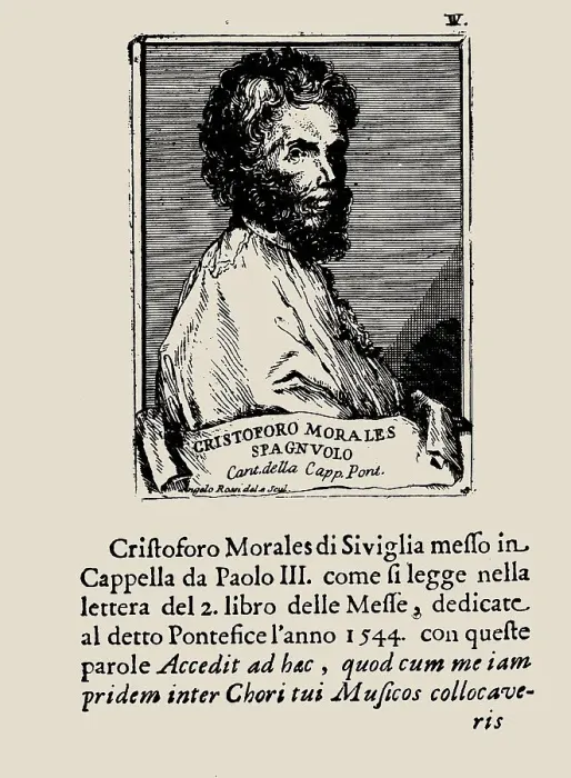 Framed Print : Portrait of the Composer Cristóbal de Morales. From: Osservazioni per ben regolare il coro de.. 171 Creator: Caldwall, James (1739-1819) Framed Print : Portrait of the Composer Cristóbal de Morales. From: Osservazioni per ben regolare il coro de.. 171 Creator: Caldwall, James (1739-1819)