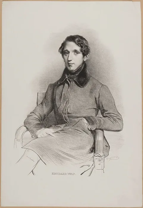 Framed Print : Portrait of the composer Edouard Wolff (1816-1880), 1836. Creator: Devéria, Achille (1800-1857) Framed Print : Portrait of the composer Edouard Wolff (1816-1880), 1836. Creator: Devéria, Achille (1800-1857)