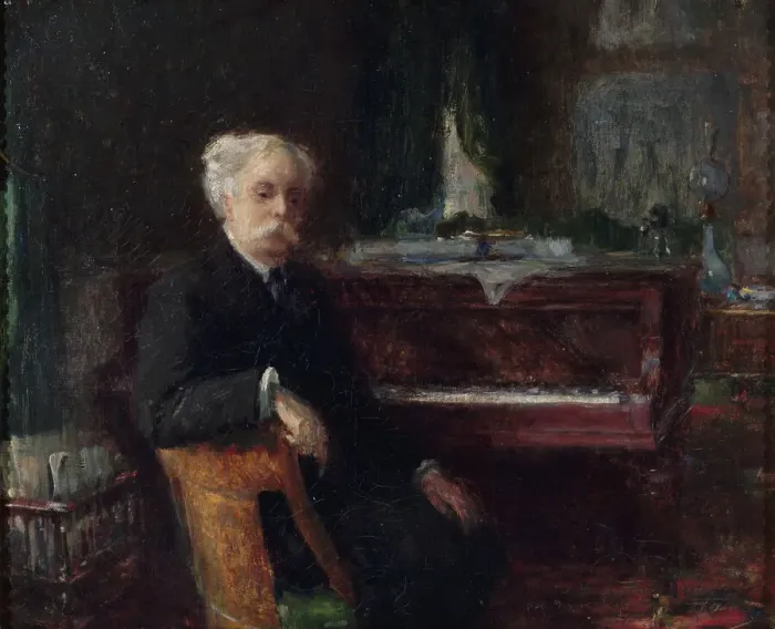 Framed Print : Portrait of the composer Gabriel Fauré (1845-1924), c. 1906. Creator: Farré, Henry (1871-1934)