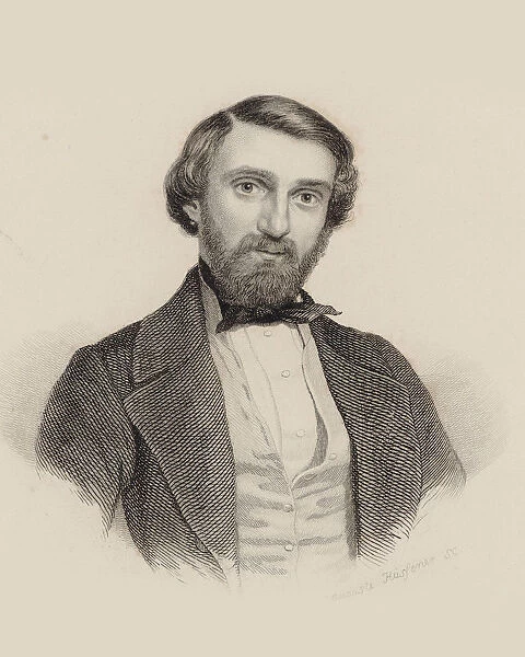 Portrait of the Composer Giuseppe Verdi (1813-1901), c. 1850. Creator: Hüssener
