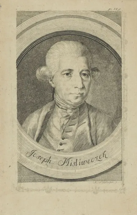 Framed Print : Portrait of the composer Josef Myslivecek (1737-1781), c. 1780. Creator: Niederhofer Framed Print : Portrait of the composer Josef Myslivecek (1737-1781), c. 1780. Creator: Niederhofer
